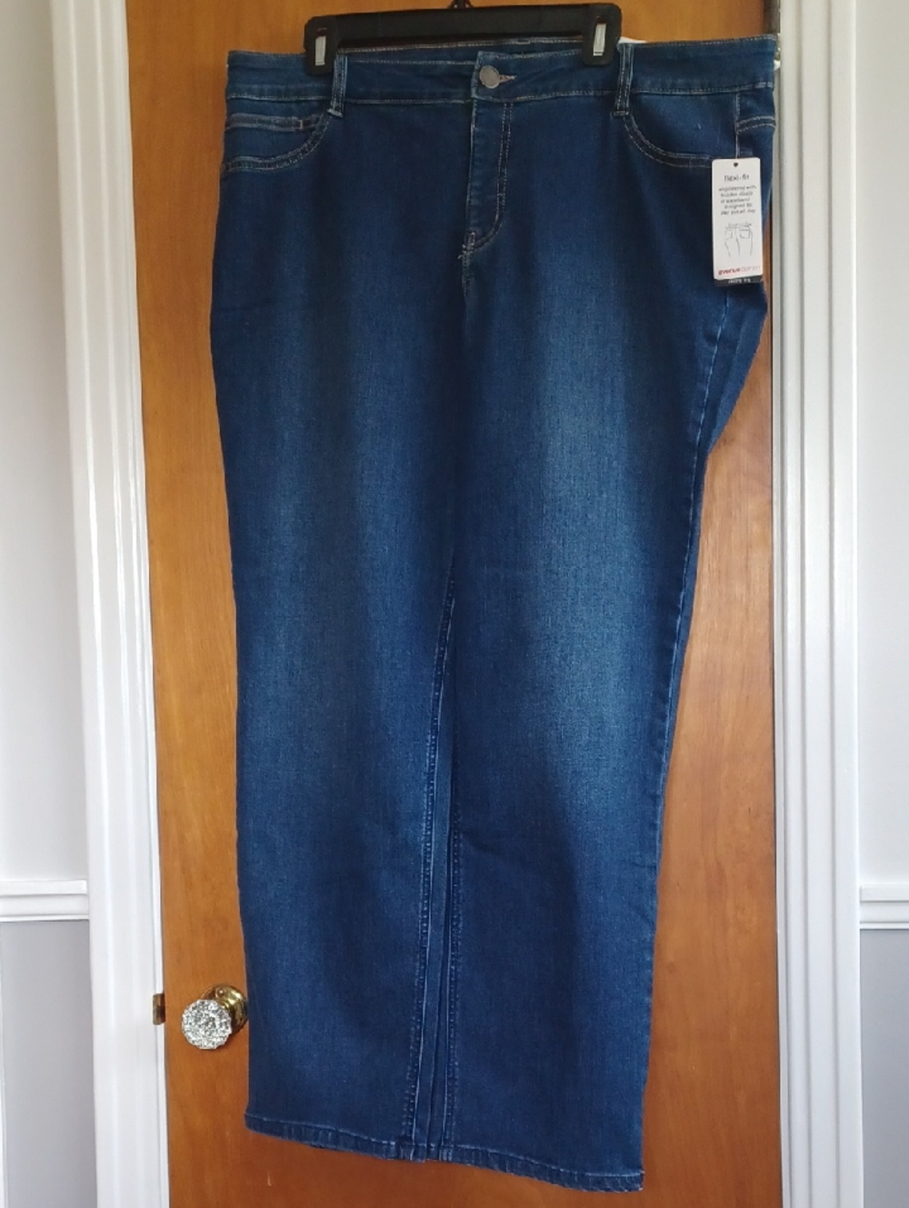 Avenue Women's Skinny Jeans - Dark Blue Denim FLEXI-FIT SZ.18 Pull On Jeans.NWT!